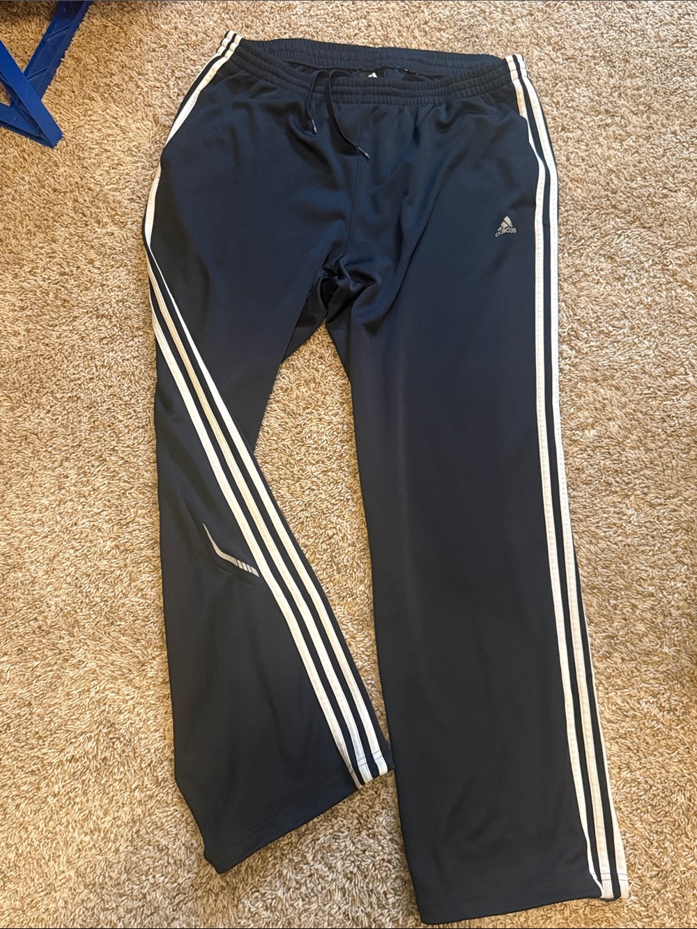 adidas Navy Men's Sweatpants with White Three-Stripes